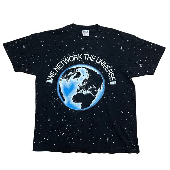 Vintage 90s Cisco Network The Universe AOP Tech Tee Space T-Shirt - Picture 1 of 5